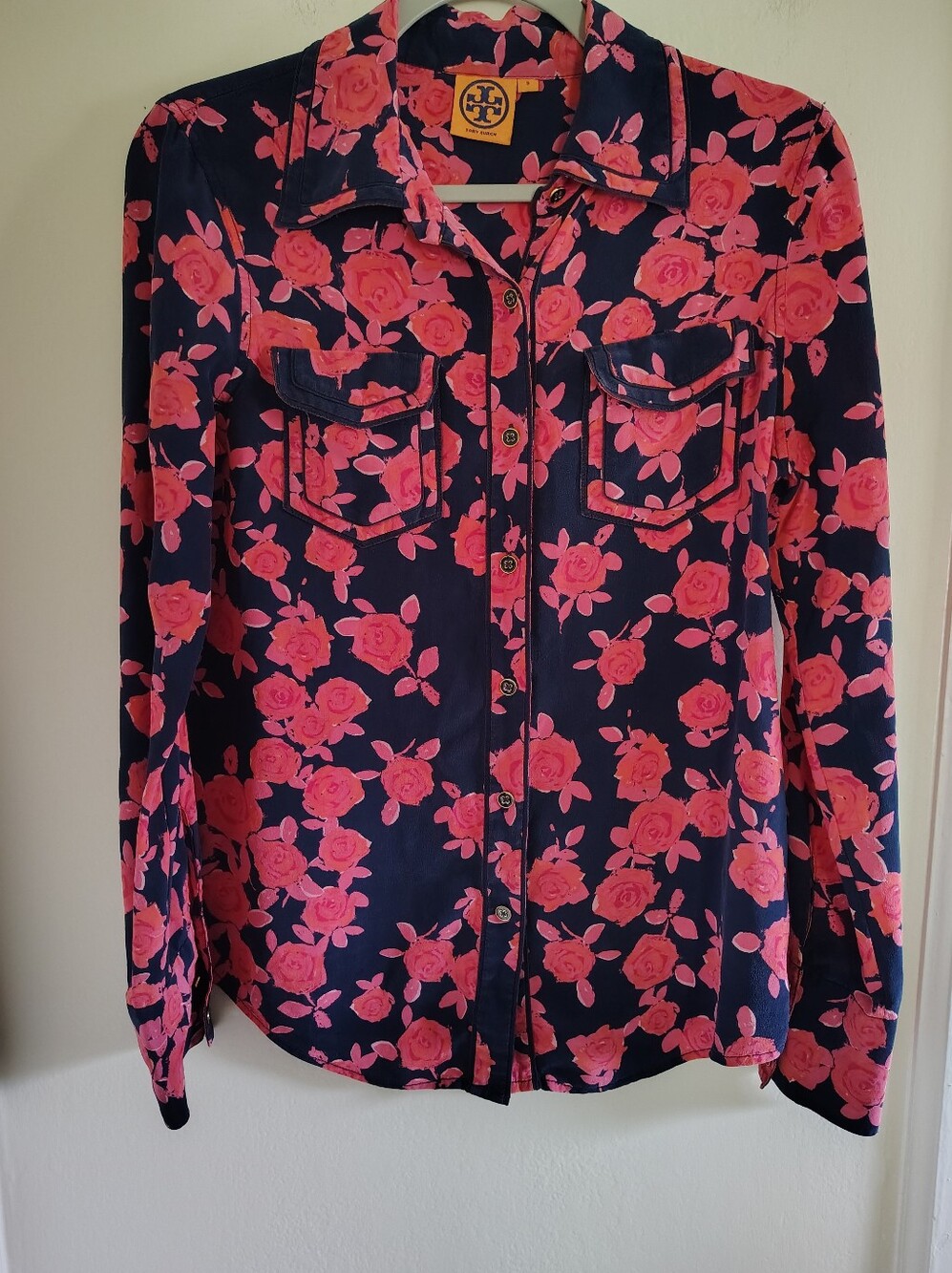 Tory Burch Silk Floral Button Down Top 8 Quiet Luxury Business Casual Pocket